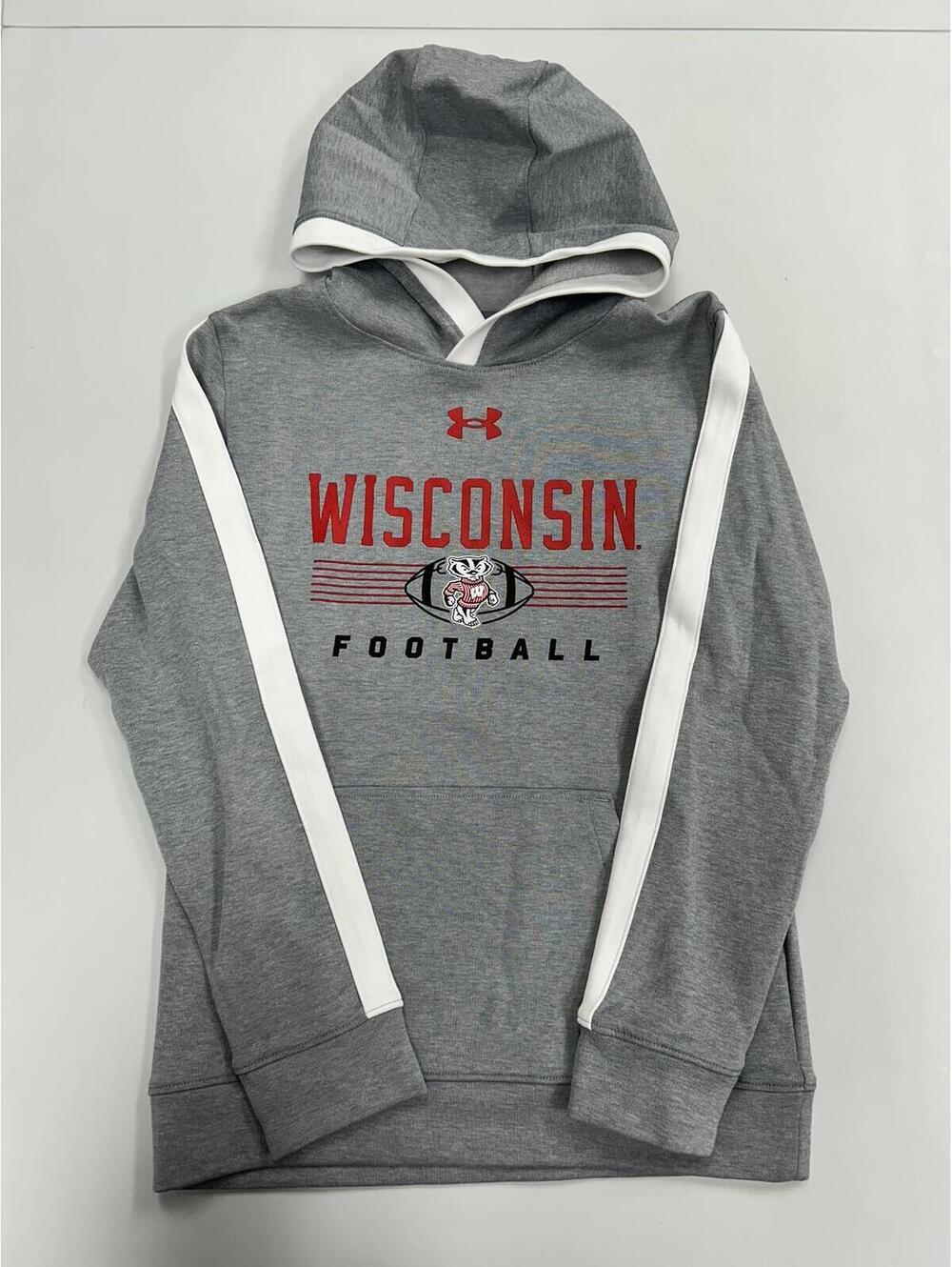 Under Armour Wisconsin Football Youth Double Knit Hooded Sweatshirt